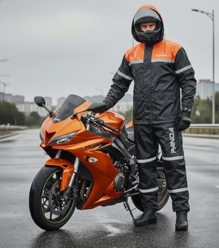 Panda Cycle Gear reflective rain jacket and pants set