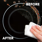 Back label of Weiman cooktop cleaner spray detailing ingredients and use