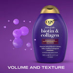Close up of OGX shampoo pump cap and packaging
