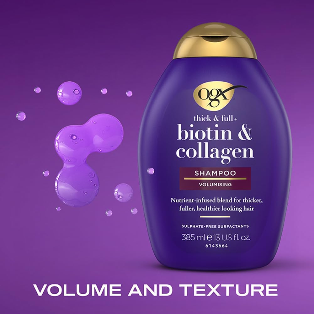 Close up of OGX shampoo pump cap and packaging