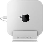Minisopuru Mac Mini Dock 5-in-1 Hub front view with brushed aluminum finish
