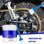 White synthetic automotive lubricant container with application brush on side view