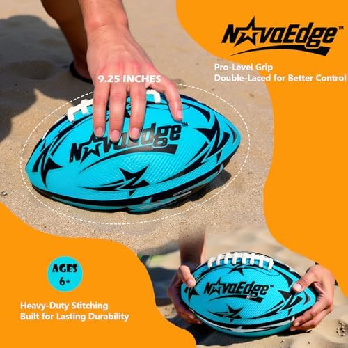 Close up view of the textured mesh outer and rubber bladder construction of the NovaEdge water ball.