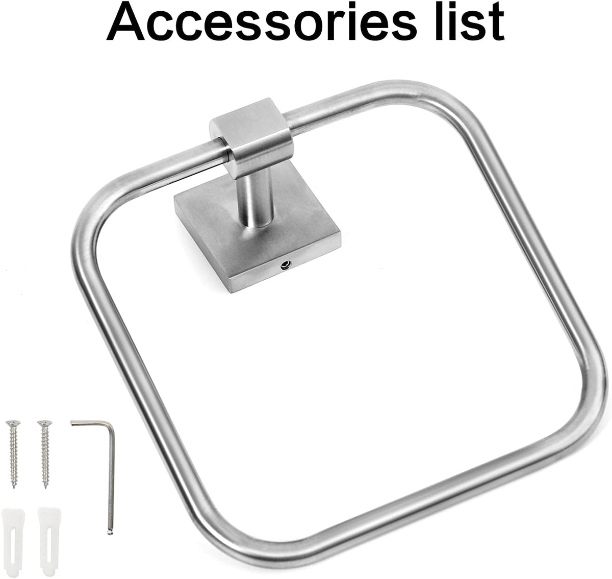 HouseAid square hand towel holder packaging and included accessories