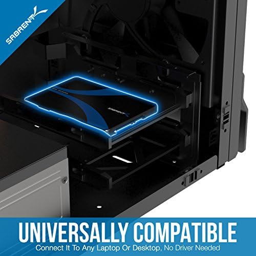Sabrent imported computer hardware packaging showcasing the technical specifications and compatibility logos.
