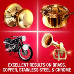 Brasso multi-metal care cleaner tin highlighting brass and copper usage instructions
