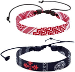 Close-up of DATOA keffiyeh wrist wrap adjustable closure