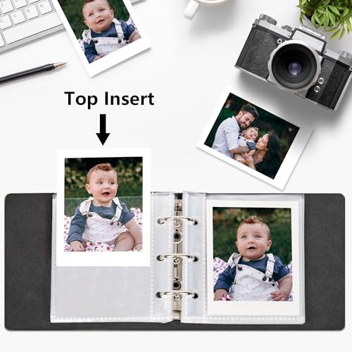 Vienrose pocket photocard binder side angle illustrating the compact bookshelf album profile and premium stitching details.