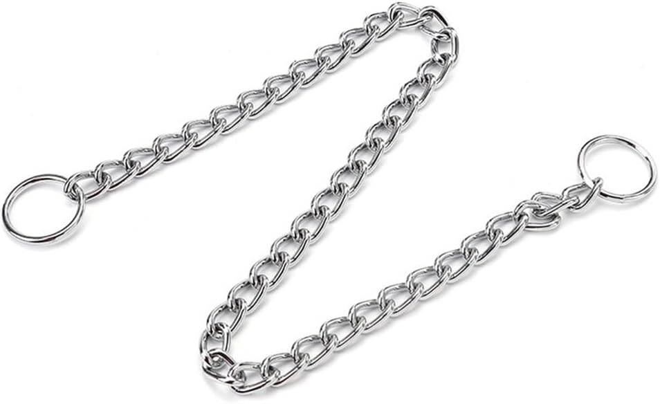 Silver metal slip collar for dogs easy on easy off design