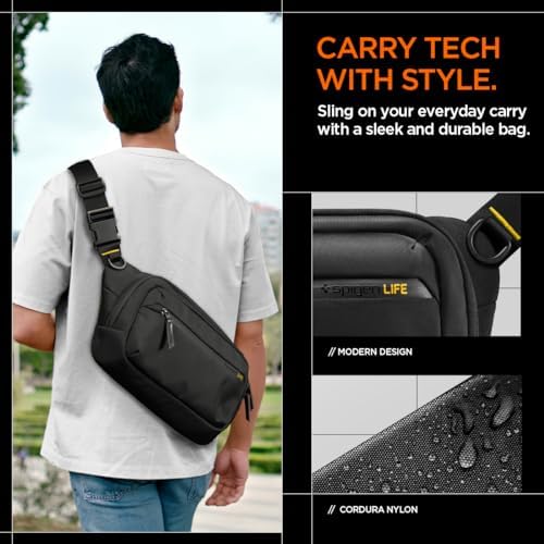 Spigen Life KD410 Klasden Sling Bag durable Cordura nylon fabric detail