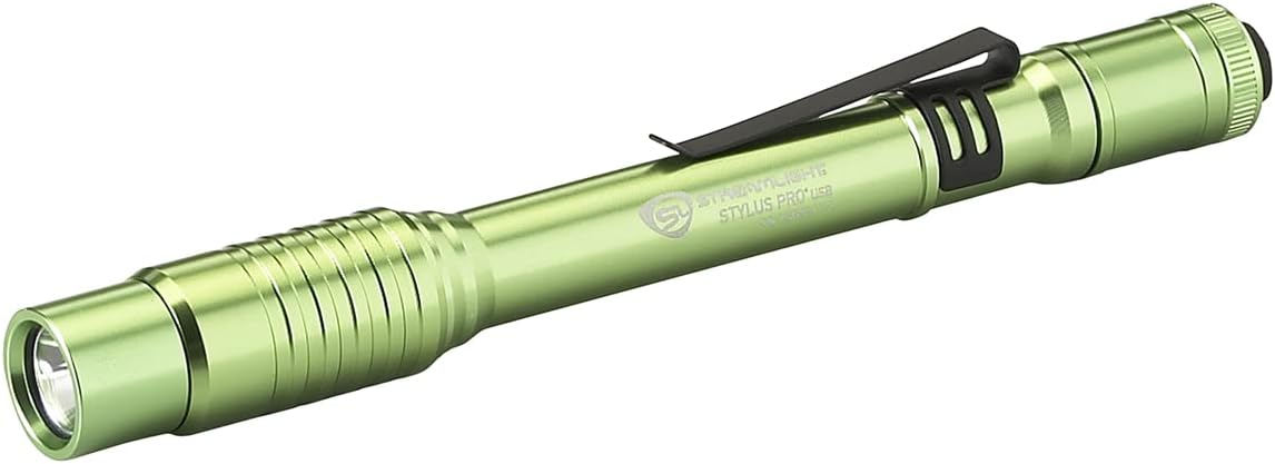 Streamlight Stylus Pro USB rechargeable pen light front view lime green