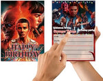 Retro supernatural birthday stationery pack containing twelve card sets.