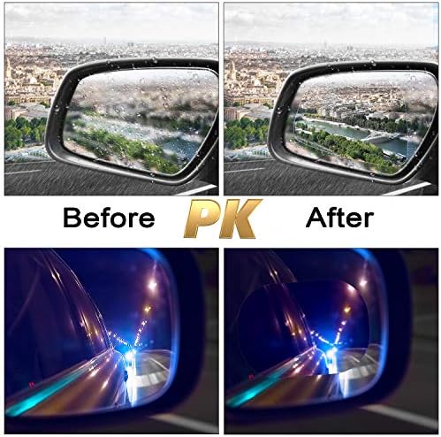 Rainproof protective shield sticker displaying water repelling technology on wing mirror