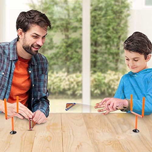 ArtCreativity finger flick football set showing dimensions of the goalposts and product contents.