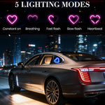 Solar powered heart LED light installed on car window