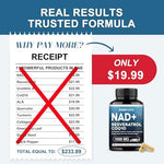 JuvaNutra NAD Supplement bottle with health icons