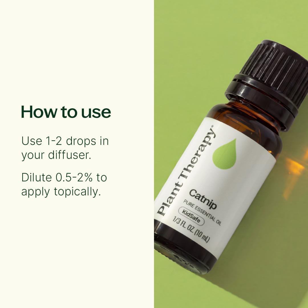 Plant Therapy catnip essential oil amber glass bottle packaging