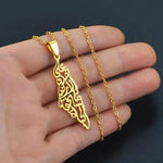 YILUOCD unisex gold map necklace side angle