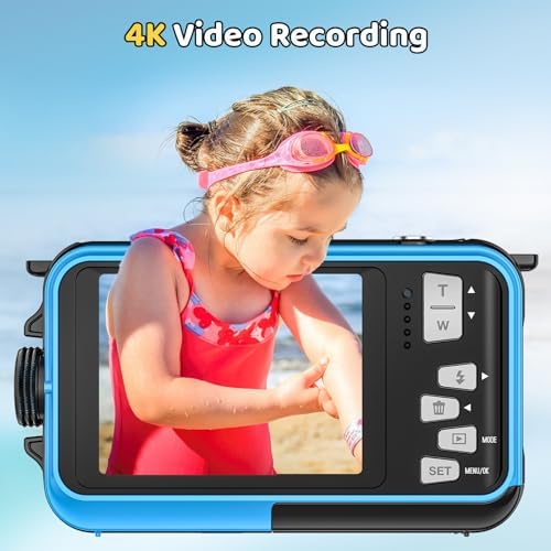 Yifecial waterproof camera with dual screen design