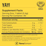NovaFerrum children and adults chewable iron supplement bottle side view