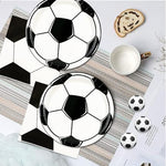 Close Up Of Seven Inch Disposable Soccer Themed Dessert Plates