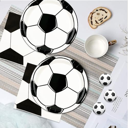 Close Up Of Seven Inch Disposable Soccer Themed Dessert Plates