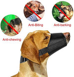 Black nylon safety dog muzzle with adjustable strap and quick release buckle