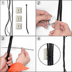 One hundred pieces of black zero point seventy five inch cable tie anchors spread out