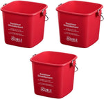 Noble Products Red Sanitizing Bucket front view with trilingual labels