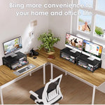 OPNICE computer stand with hanging pen holders attached to the side for efficient storage