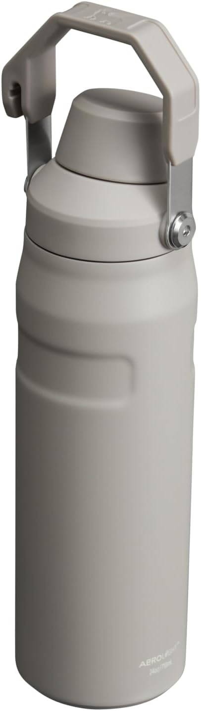 Stanley twenty-four ounce travel flask showing the integrated cap holder in handle