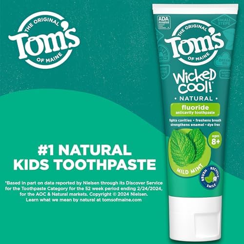 ADA approved seal on Tom's of Maine Wicked Cool natural toothpaste packaging.