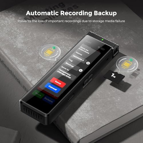 Innioasis touchscreen voice transcription device displaying offline speech to text text interface