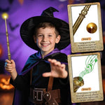 Children holding KingVows gold wizard wands for cosplay