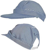 Beistle Train Engineer Hat Blue Stripe Pattern Closeup