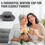 Denture Bath Box Cup, Leak Proof Denture Cup Kit Portable Retainer Case for Travel, Denture Case Cleaning Care for Dentures Aligner Mouth Guard with Denture Brush,Strainer, Removal Tool and Mirror - Image 7