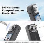 Close up of the high transparency glass protector mounted on a panoramic camera lens