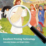 Close up view of the thick durable wooden pieces of the MoinKidz Bible story puzzle