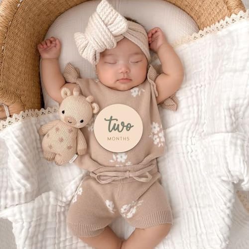 Cephira infant milestone sign selection in neutral earth tone color scheme for nursery photography prop setups
