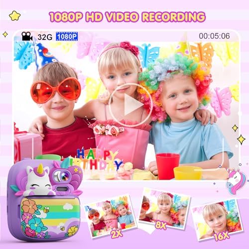 Kids instant print camera printing black and white photos