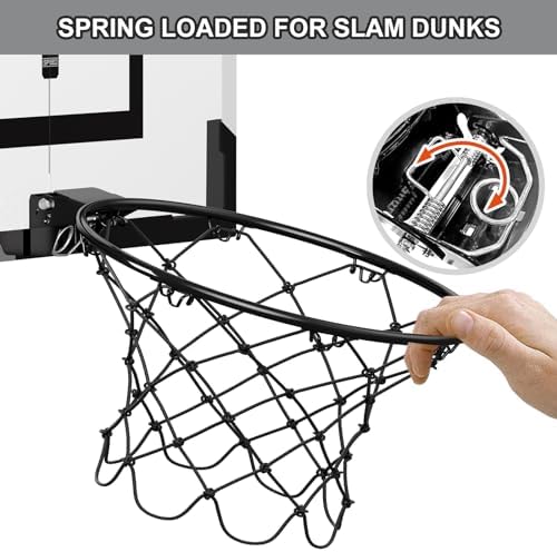 Side profile of Hyes over the door basketball hoop showing foam padding