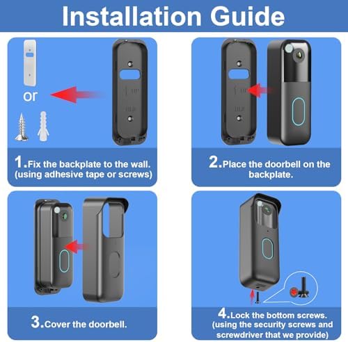 Pyfhy video doorbell mount base view highlighting the hidden anti theft safety screw location
