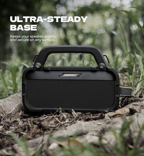 Dexnor heavy duty speaker case side angle showing the anti-slip silicone feet for stability