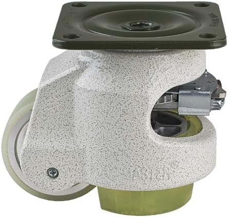 FOOTMASTER GDR-80F-U Urethane Wheel and Pad Ratcheting Leveling Caster, 1100 lbs, Top Plate 3 17/32" x 3 17/32", Bolt Holes 2 3/4" x 2 3/4", Ivory - Image 2