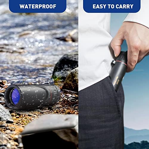 Side profile of HDAJY high powered monocular showcasing the non slip rubberized grip and focus ring