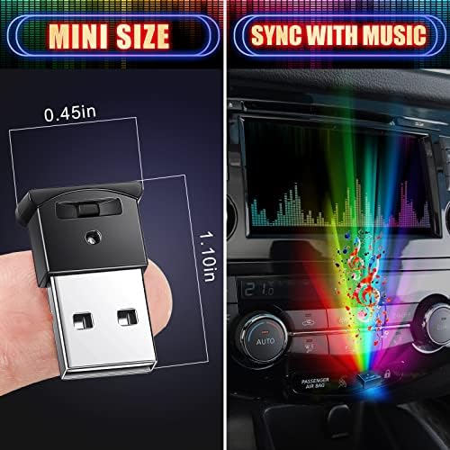 Compact sound activated car LED light displaying the integrated control button and sound sensor