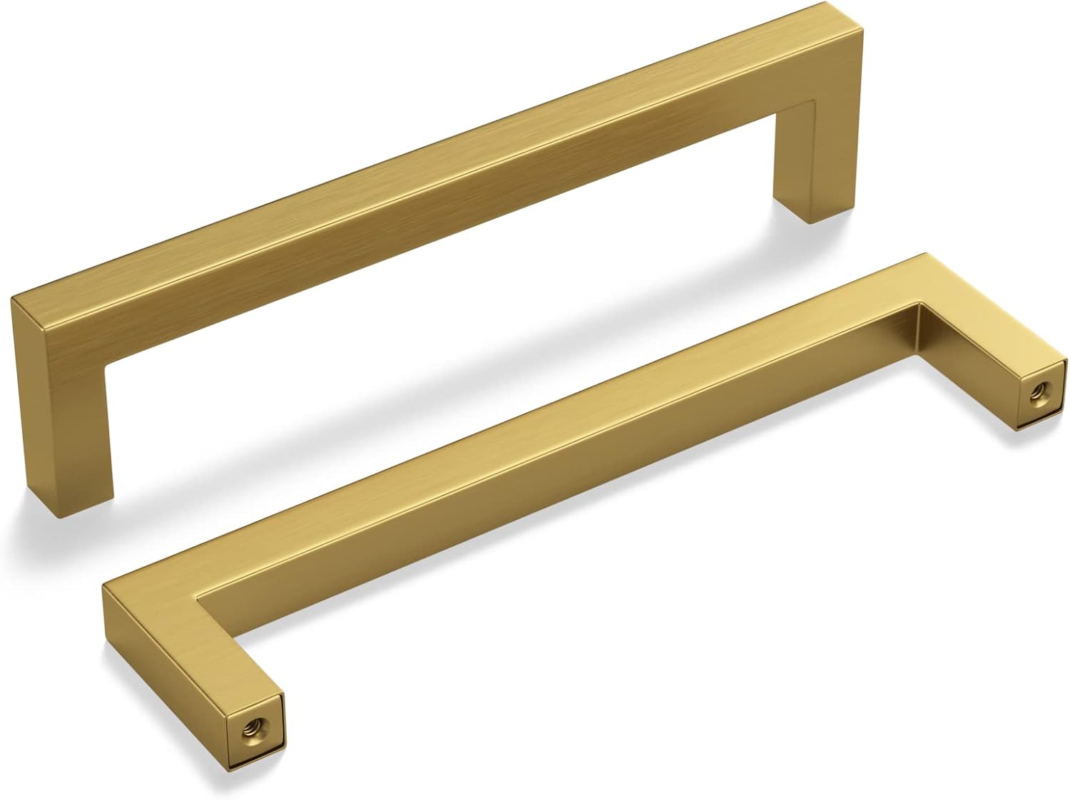 Haliwu 10 Pack Brass Cabinet Pulls front view showing gold hardware