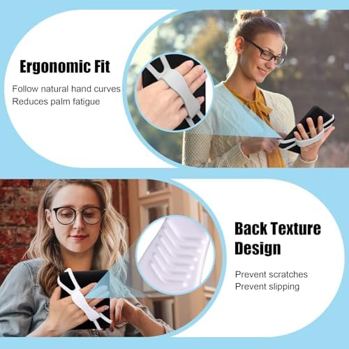 Dexspoeny ergonomic silicone strap attached to Kindle