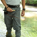 Close up view of the 4mm double taped neoprene booties on the Frogg Toggs fishing pants