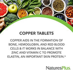 NaturesPlus Copper 3 mg side panel detailing allergen warning and manufacturing standards